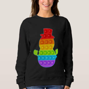 Cute Pop It Snowman Fidget Toy Christmas Tree Ligh Sweatshirt