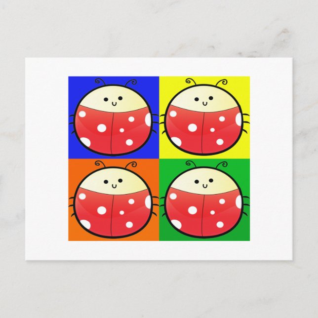 Cute Popart Ladybird Postcard (Front)