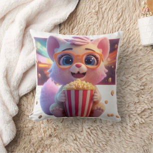 Cute Popcorn Kitty Pillow