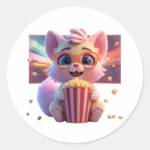 Cute Popcorn Kitty Sticker