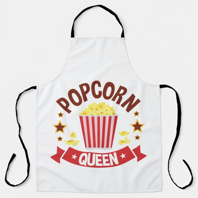 Cute Popcorn Queen Lover Women Girls Apron (Front)