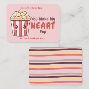 Cute Popcorn Valentine Classroom Note Card