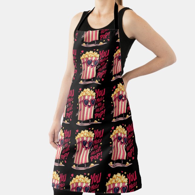 Cute Popcorn Valentine You Make My Heart Pop! Apron (Insitu)