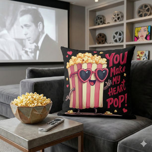Cute Popcorn Valentine You Make My Heart Pop! Cushion