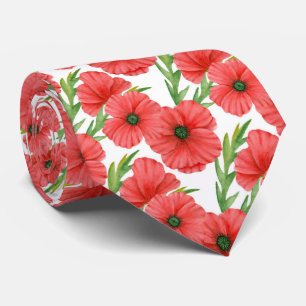 Cute poppy floral pattern tie