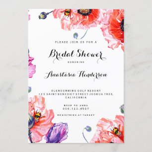 Cute poppy Flowers Bridal shower. Invitation
