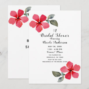 Cute Poppy Red Spring Flowers Floral Bridal Shower Invitation