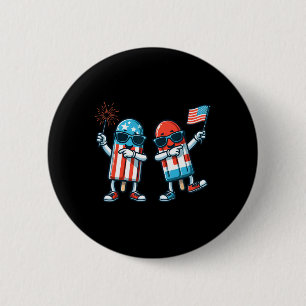 Cute Popsicle American Flag 4th Of July Patriotic  6 Cm Round Badge