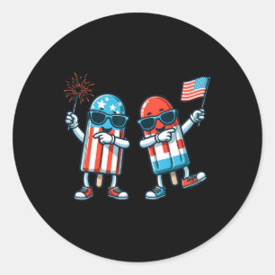 Cute Popsicle American Flag 4th Of July Patriotic  Classic Round Sticker