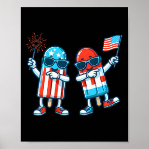 Cute Popsicle American Flag 4th Of July Patriotic Poster