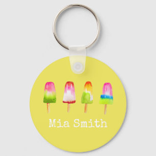 Cute popsicle ice-block Summer watercolor Key Ring