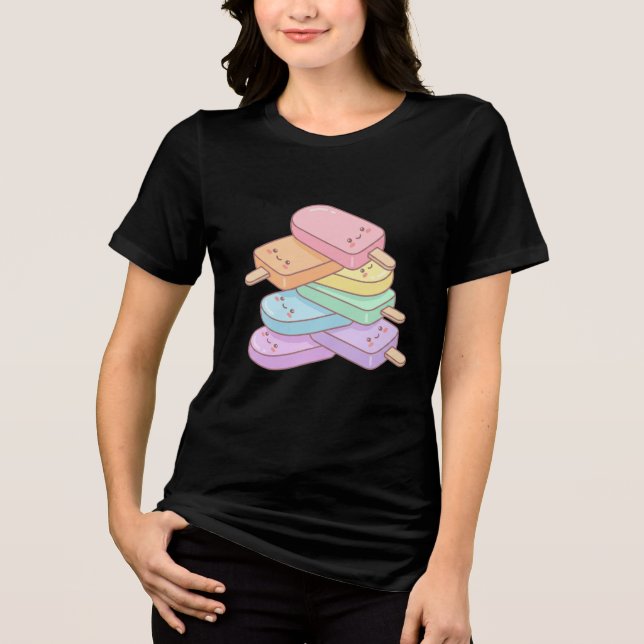 Cute Popsicle Stack Design Tri-Blend Shirt (Front)