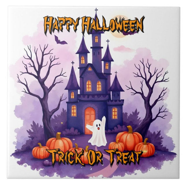 Cute Popular Halloween Spooky Collection Ceramic Tile (Front)