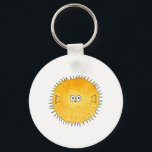 Cute Porcupine Fish. Key Ring<br><div class="desc">A design featuring an inflated porcupinefish,  or puffer fish. This cute fish is in warm yellow colours. A printed image of a painting.</div>