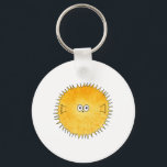 Cute Porcupine Fish. Key Ring<br><div class="desc">A design featuring an inflated porcupinefish,  or puffer fish. This cute fish is in warm yellow colours. A printed image of a painting.</div>