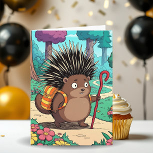 Cute Porcupine Grandson's Birthday Card