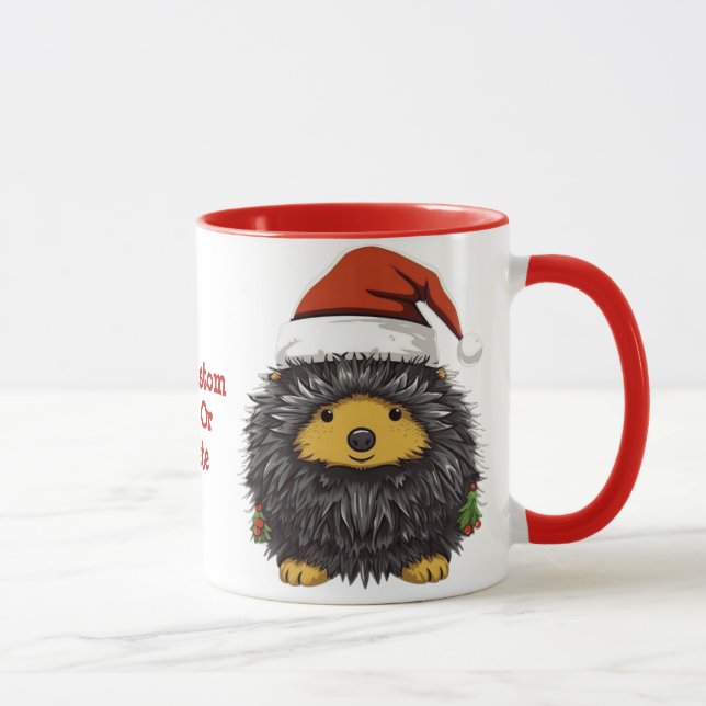 Cute Porcupine Santa Porcupine Christmas Spirit Mug (Right)
