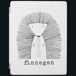 Cute Porcupine Simple Line Drawing Custom Name iPad Cover<br><div class="desc">This cute custom iPad case features a whimsical line drawing of a porcupine. Personalise it with your name in a fun typewriter typography. Great gift idea!</div>