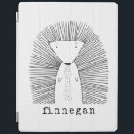 Cute Porcupine Simple Line Drawing Custom Name iPad Cover<br><div class="desc">This cute custom iPad case features a whimsical line drawing of a porcupine. Personalise it with your name in a fun typewriter typography. Great gift idea!</div>