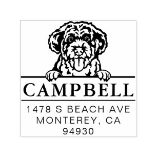 Cute Portuguese Water Dog Custom Dog Address Self-inking Stamp