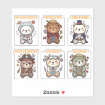 Cute Positive Bear-6 Designs-vol3 シール