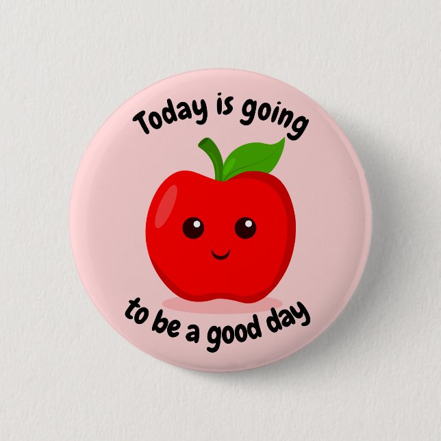 Cute Positive Motivational Kawaii Apple 6 Cm Round Badge (Front)