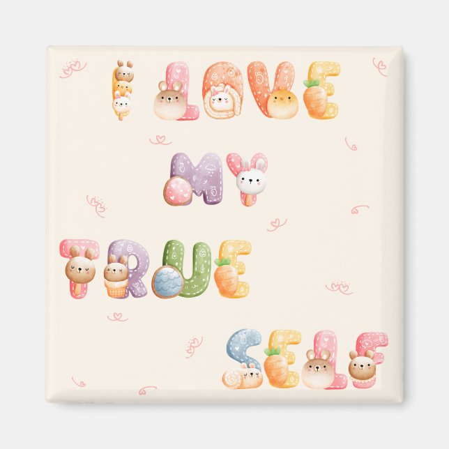 Cute Positive Motivational | Square Magnet (Front)