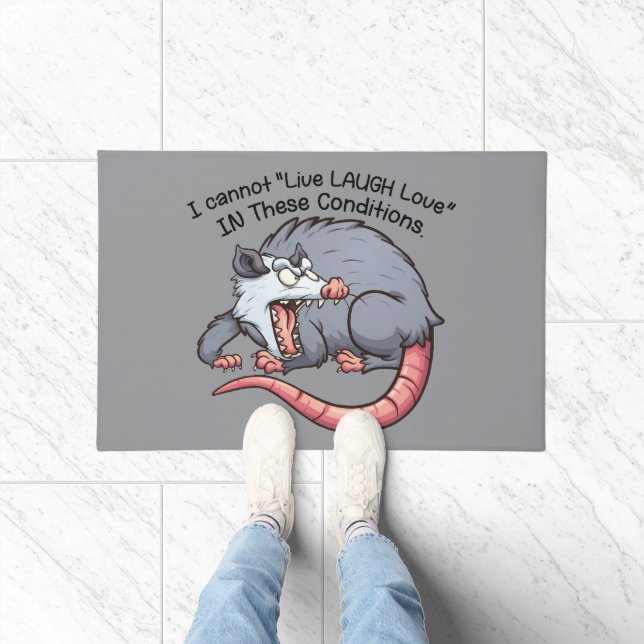 cute possum i cannot "Live Laugh Love"  Doormat (Indoor)