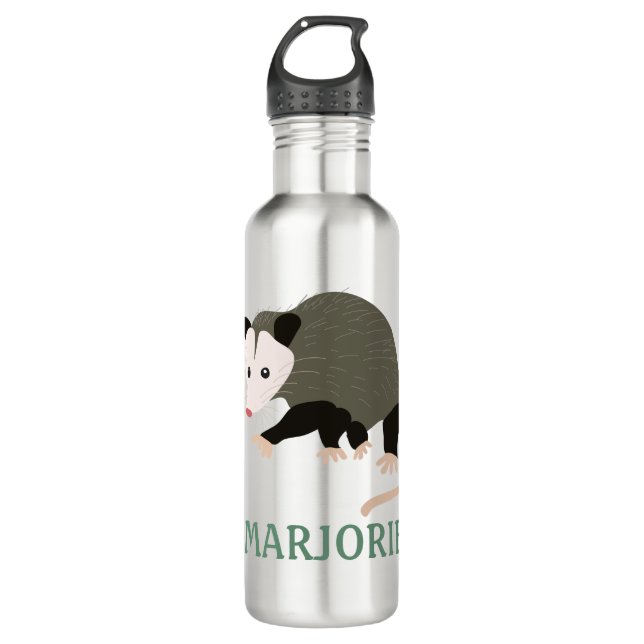 Cute Possum Illustration Personalised 710 Ml Water Bottle (Front)