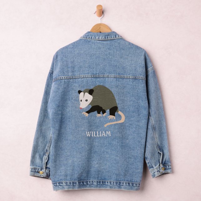 Cute Possum Illustration Personalised Denim Jacket (Hangar)