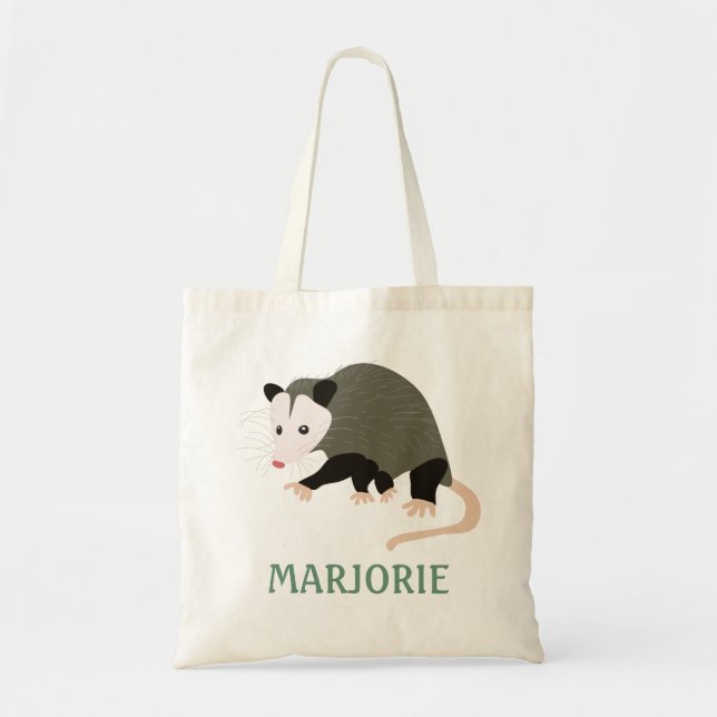 Cute Possum Illustration Personalised Tote Bag (Front)