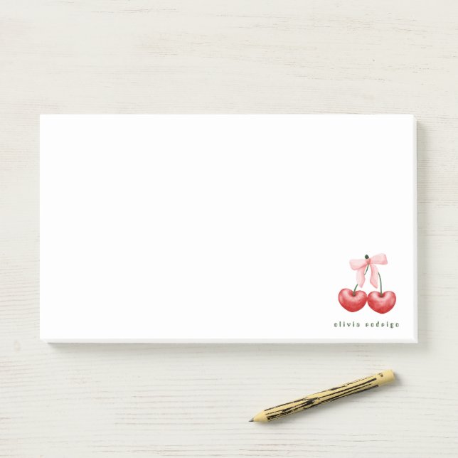 Cute  Post-it I Red  & Pink Cherry Heart Bow Notes (On Desk)