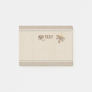 Cute Post It In Style With Gold Bee Linen Post-it Notes