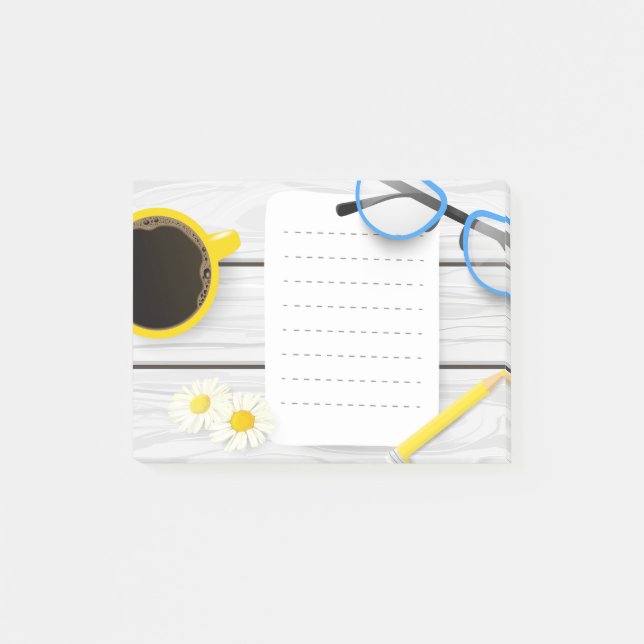 Cute Post-it® Notes with Coffee & Flowers (Front)