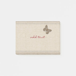 Cute Post It With Gold Butterfly Linen Post-it Notes