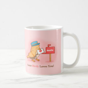 Cute Postman Some Birdy Loves You Pun Personalised Coffee Mug