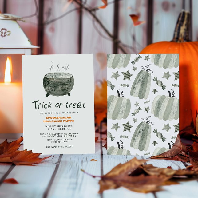 Cute Pot Trick or Treat Halloween Party  Invitation (Creator Uploaded)