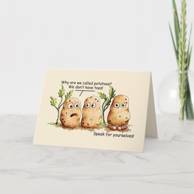 Cute Potatoes has Toes Funny Potato Pun Card (Front)