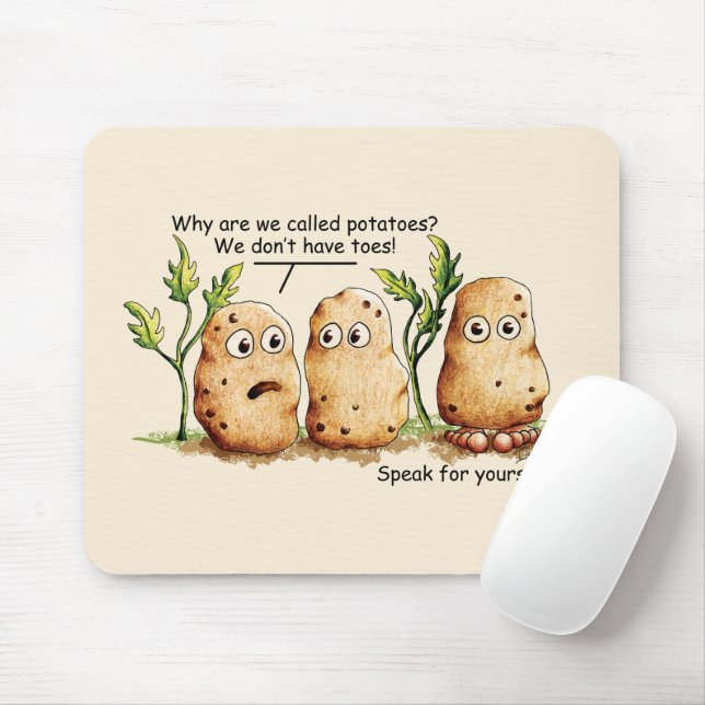 Cute Potatoes has Toes Funny Potato Pun Mouse Pad (With Mouse)