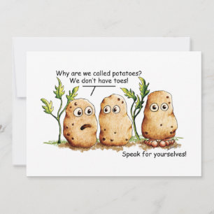 Cute Potatoes Toes Funny Potato Pun Flat Card