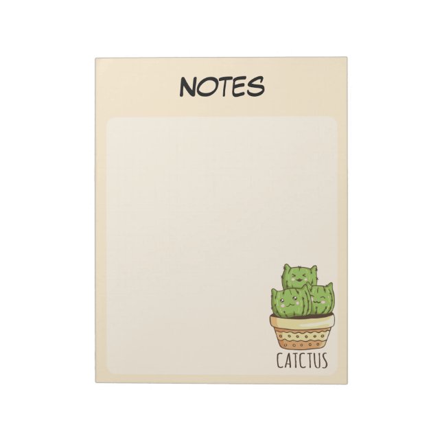 Cute Potted Cactus Botanical Lined Notes Notepad (Rotated)
