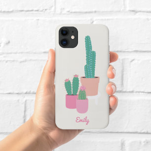 Cute Potted Cactus Phone Case Cream