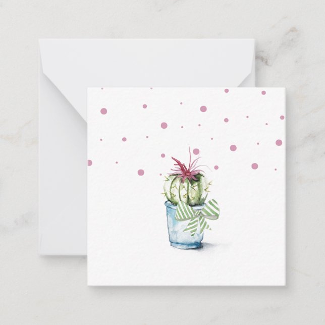 Cute Potted Cactus Plant Note Card (Front)