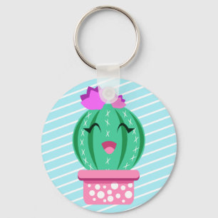Cute Potted Kawaii Round Cactus Key Ring