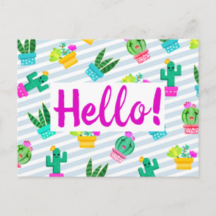 Cute Potted Kawaii Succulents & Cactus Postcard