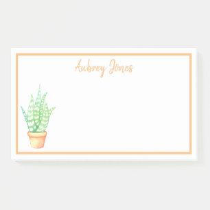 Cute Potted Snake Plant Succulent Personalised Post-it Notes
