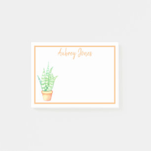 Cute Potted Succulent Personalised Post-it Notes