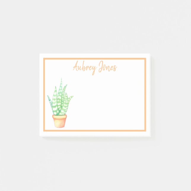 Cute Potted Succulent | Personalised Post-it Notes (Front)