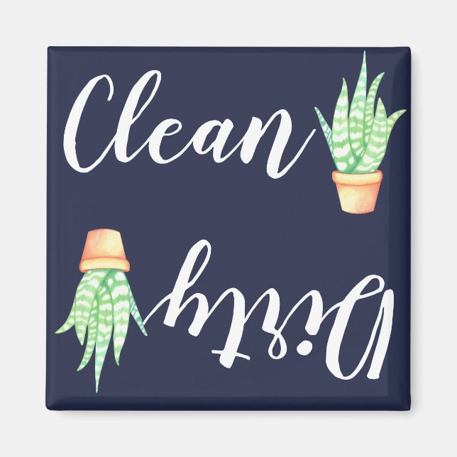 Cute Potted Succulents Clean Dirty Dishwasher Magnet (Front)