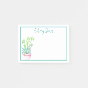 Cute Potted Succulents   Personalised Post-it Notes